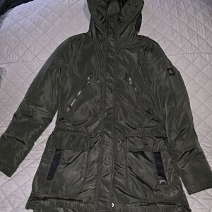 RALPH LAUREN OLIVE GREEN WINTER PARKA COAT SIDE ZIPS SIZE XS